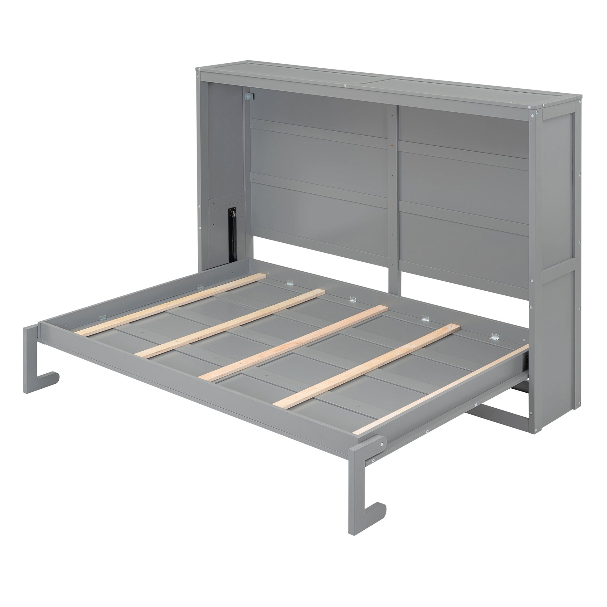 Full Size Murphy Bed Wall Bed,Gray Full Gray Plywood