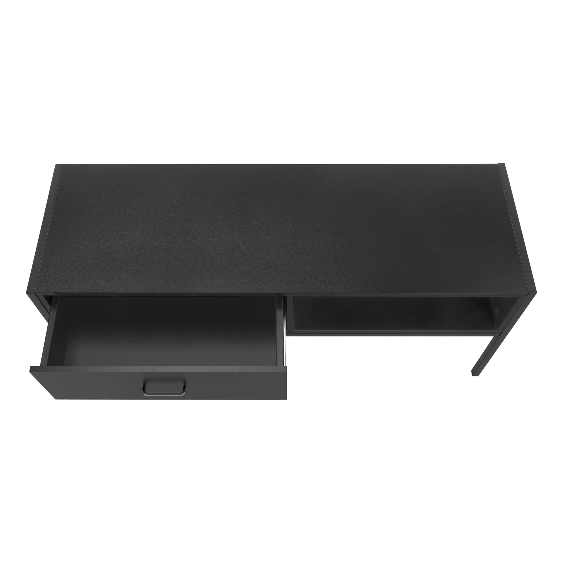 Tv Stand, 48 Inch, Console, Media Entertainment Center, Storage Drawer, Living Room, Bedroom, Black Laminate, Black Metal, Contemporary, Modern Black 80 89 Inches Particle Board