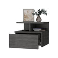 Augusta Floating Nightstand With 2 Tier Shelf And 1 Drawer Smoke 1 Drawer Bedroom Open Storage Contemporary Pine Shelving Pine Particle Board Engineered Wood