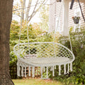 Outsunny 2 Person Hammock Chair Macrame Swing With Soft Cushion, Hanging Cotton Rope Chair For Indoor Outdoor Home Patio Backyard, White White Steel