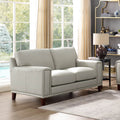 Jensen Leather Loveseat Fog Gray Down Filling Genuine Leather