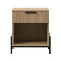 Modern Fluted Drawer Nightstand With Open Cubby Coastal Oak Light Brown Mdf Mdf