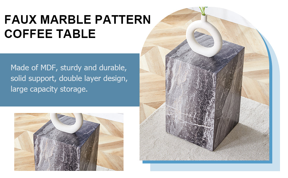 Elevate Your Living Space With This Modern Mdf Coffee Table, Which Showcases Gray Textured Patterns. It Is Characterized By Stylish Design. Grey Mdf