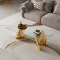 Tempered Glass Top Coffee Table With Gold Mirror Finish Stainless Steel Base Gold Tempered Glass