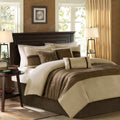 7 Pc Pieced Faux Suede Comforter Set Natural Cal King California King Natural Polyester