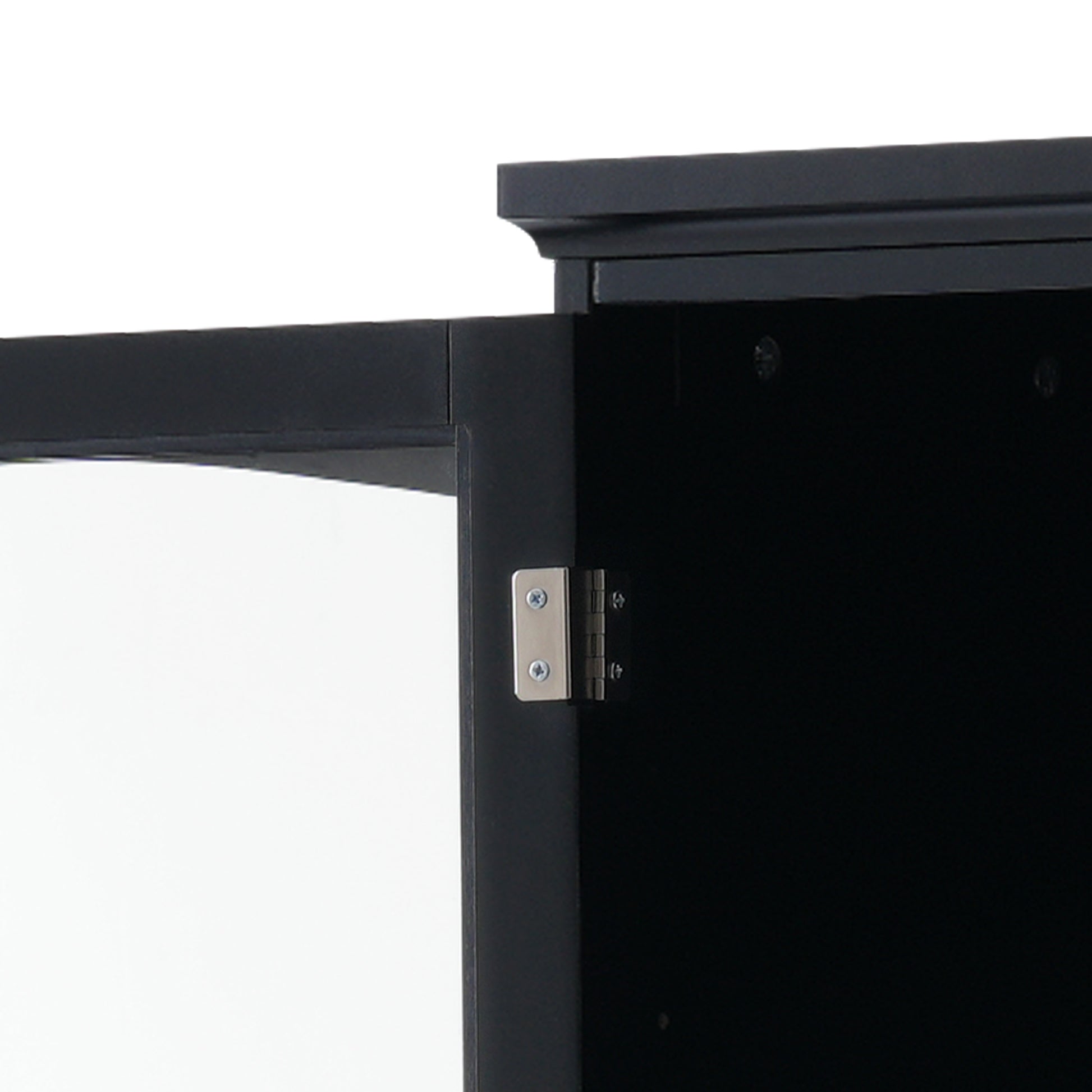 Tall Bathroom Storage Cabinet With Glass Doors, Free Standing, Two Drawers, And Adjustable Shelves, Mdf Board, Painted Black Perfect For Displaying Your Favorite Items 2 Black 2 4 Adjustable Shelves Bathroom Freestanding Partice Board Mdf Pine Wood