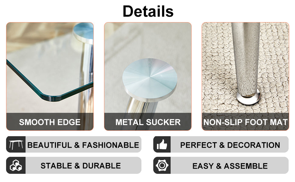 Table And Chair Set.Modern Rectangular Glass Dining Table With Tempered Glass Countertop And Silver Metal Legs, Paired With Multiple Transparent High Quality Pet Dining Chairs With Silver Legs. Silver Seats 8 Tempered Glass