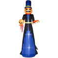 Outsunny 10Ft Inflatable Halloween Pumpkin Head Reaper, Blow Up Halloween Decoration Outdoor Led Yard Display, Waterproof Black Polyester