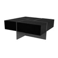 Unique Design Coffee Table With 4 Hidden Storage Compartments, Square Cocktail Table With Extendable Sliding Tabletop, Uv High Gloss Design Center Table For Living Room, 31.5