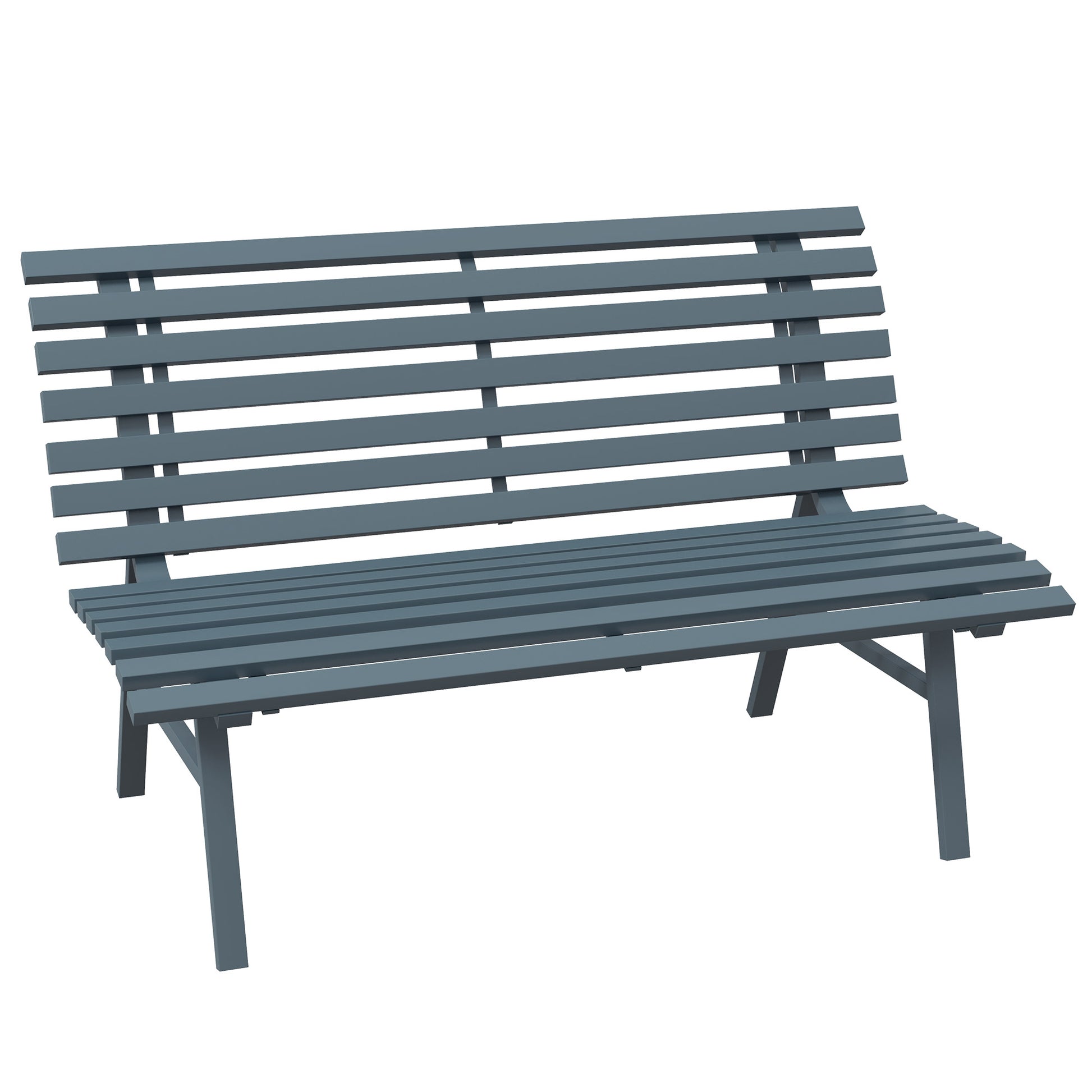 Outsunny 48.5" Garden Bench, Outdoor Patio Bench, Lightweight Aluminum Park Bench With Slatted Seat For Lawn, Park, Deck, Blue Blue Aluminum