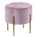 Blush Pink And Gold Round Ottoman Pink Primary Living Space Solid Pink Modern Square Velvet