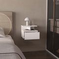 White 1 Drawer Floating Nightstand White White 1 Drawer Bedroom Floating Space Saving White Wood