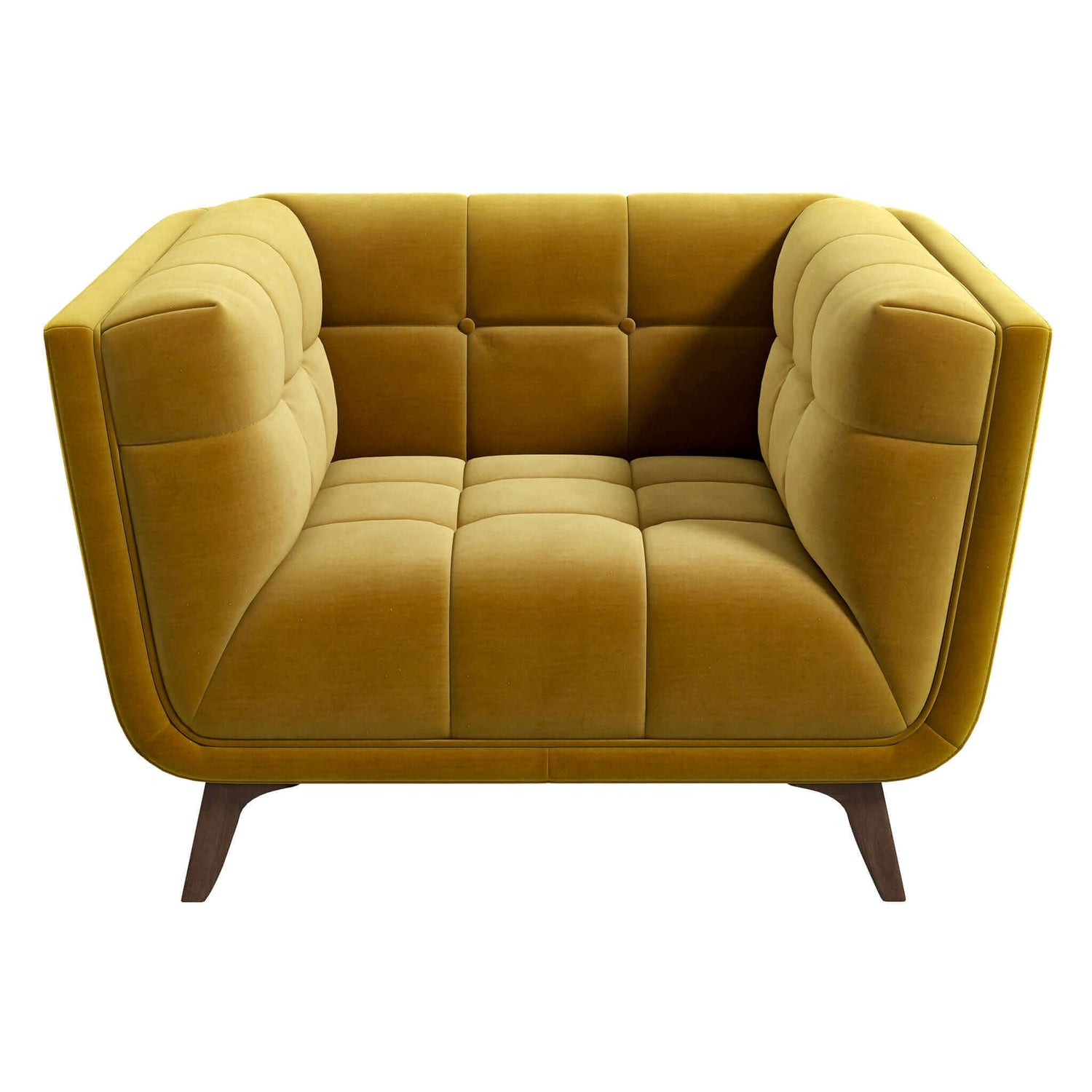 Addison Mid Century Modern Lounge Chair Yellow Velvet