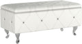 1Pc Glam 38 Inches Storage Ottoman Bench For Upholstered Tufted White Faux Leather Organizer Bedroom Living Room Entryway Hallway Tufted White Faux Leather Primary Living Space Solid White Traditional Foam Faux Leather