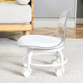 The Small And Cute White Chair With Silky Pulleys Can Move Freely, Which Is Suitable For Use In Various Scenes, And Is A Good Choice For Fashion Style. White Pet