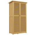 Outsunny 5' X 3' Wooden Outdoor Storage Cabinet, Garden Sheds & Outdoor Storage With Asphalt Roof & 2 Large Wood Doors With Lock, Yellow Yellow Wood