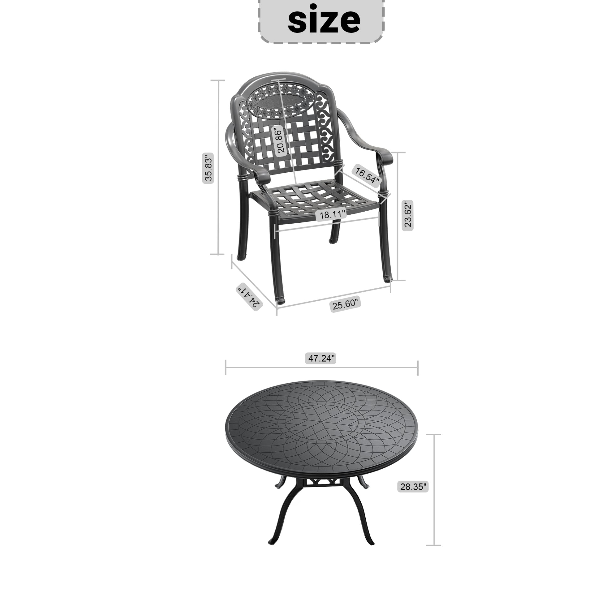 Cushions In Random Colors 5 Piece Set Of Cast Aluminum Patio Furniture With Cushions Yes Dining Set Black Seats 4 Rust Resistant Frame Water Resistant Cushion Garden & Outdoor Complete Patio Sets Aluminium