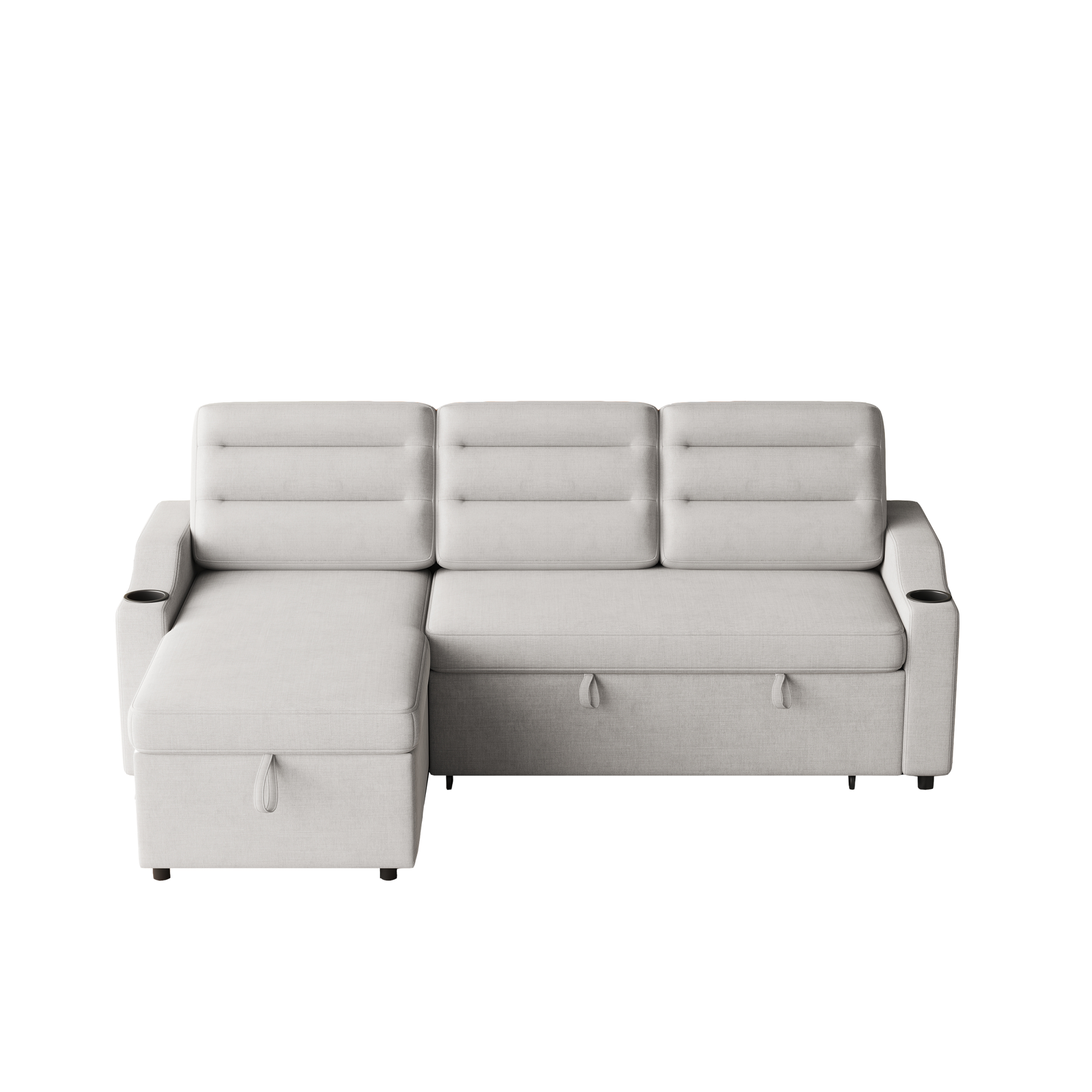 Mh83.5" Convertible Sleeper Combo Sofa, Convertible Sofa Bed Polyester Pullout Bed With Storage Recliner And Cup Holder For Living Room, Tight Spaces Light Grey Polyester Primary Living Space Pine Foam Fabric 3 Seat