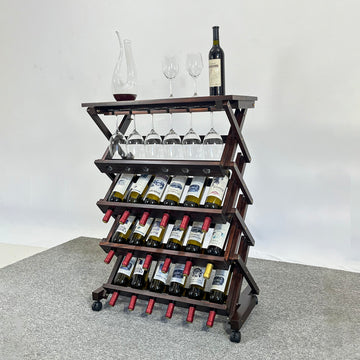 26 Bottles Freestanding Wine Rack,Wine Storage Rack, Freestanding Display Rack For Kitchen, Pantry, Cellar,Walnut Walnut Pine