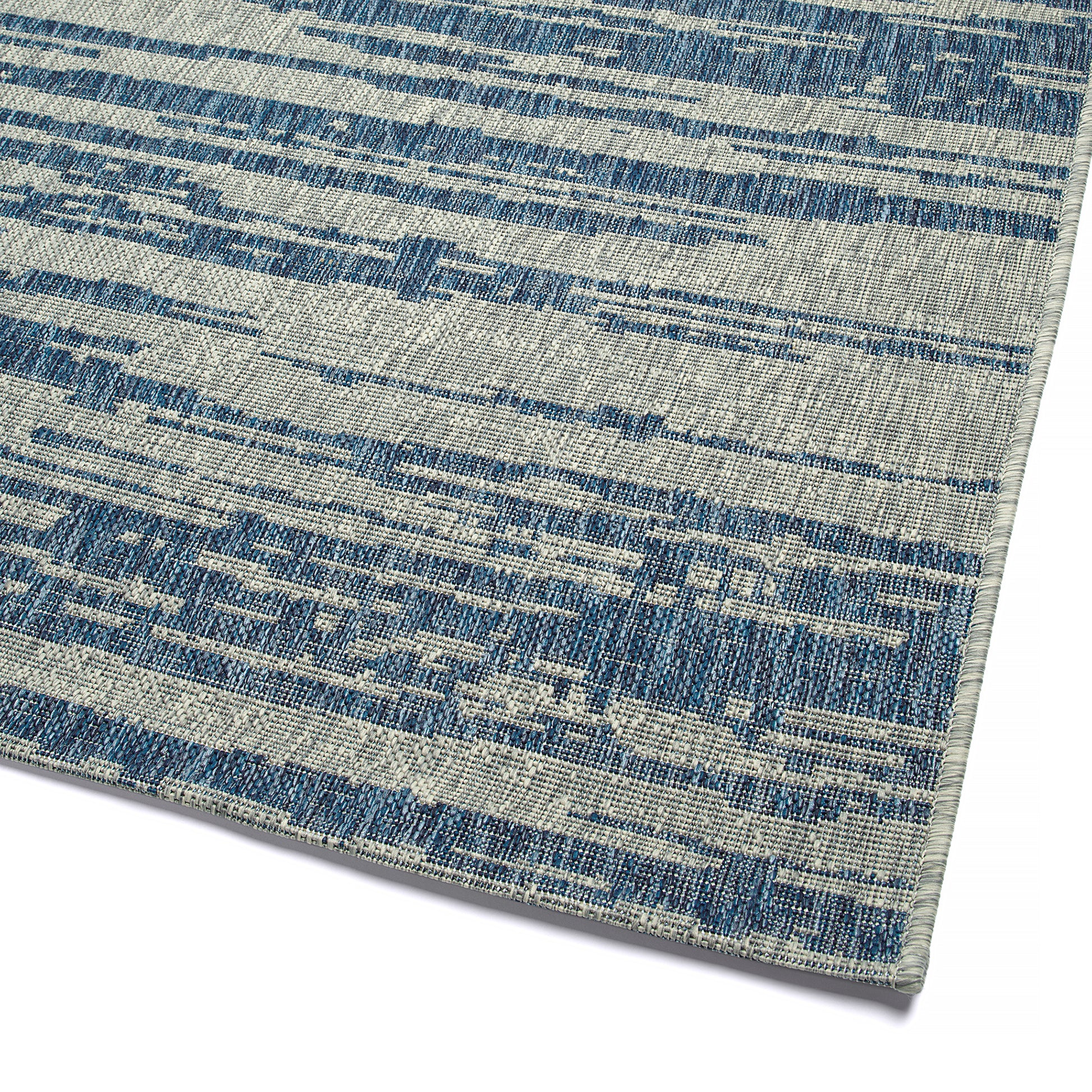 Modern, Abstract, Textured Cut Pile 2'3" X 7'10" Runner Navy Polypropylene