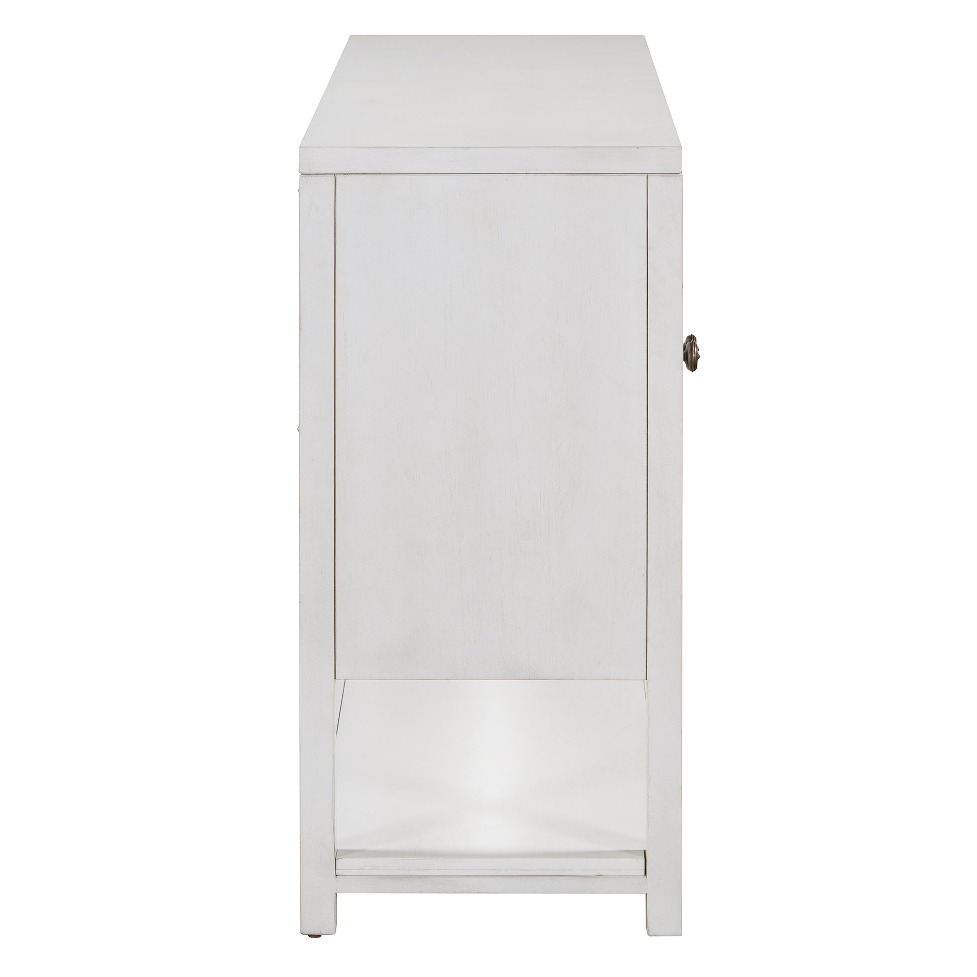 Elegant Retro Console Table Storage Cabinet Sideboard With Mirrored Doors, Spacious Shelves, And Durable Acacia Wood Legs Perfect For Living Room, Dining Room, Or Entryway Antique White Antique White Primary Living Space Solid Wood Mdf