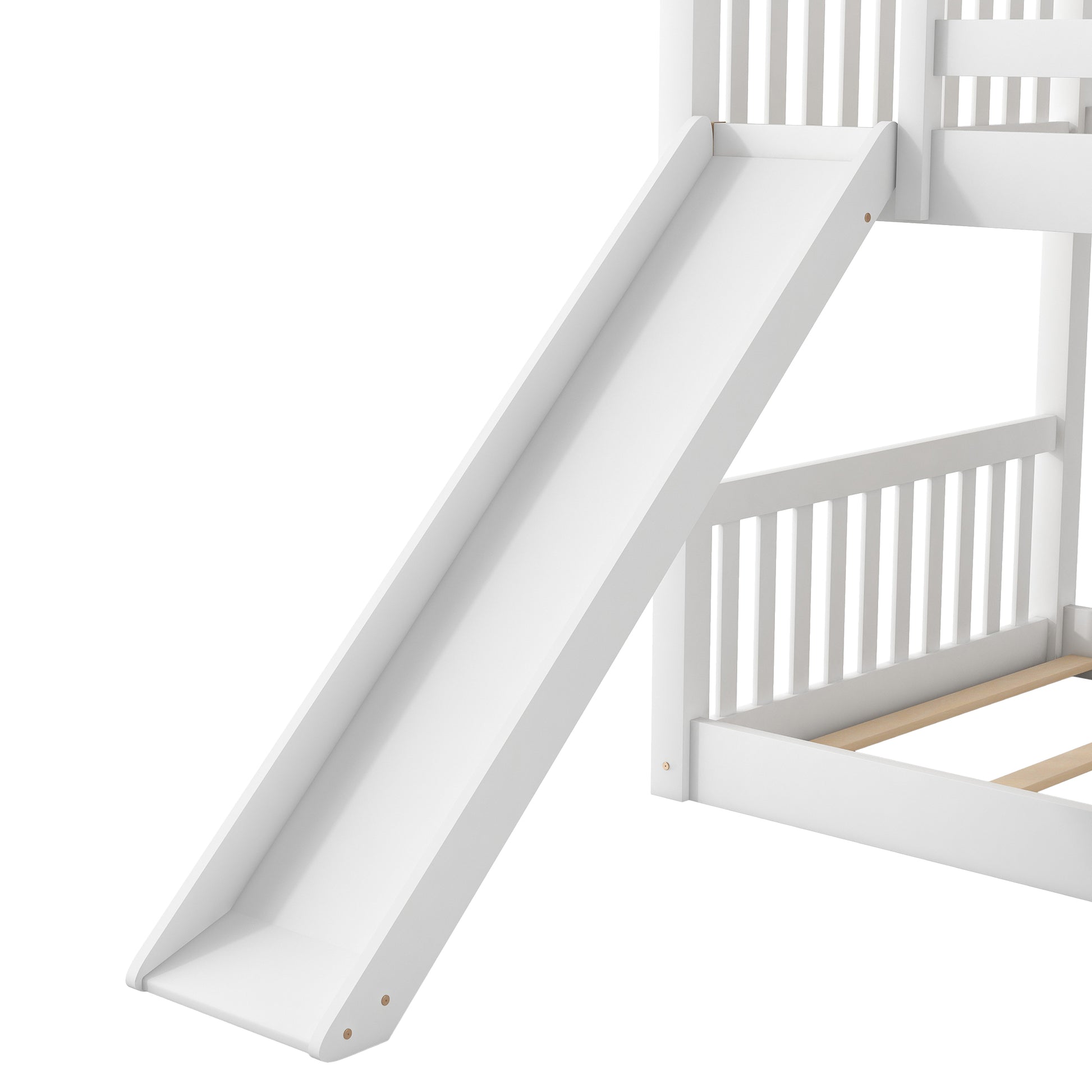 Twin Over Twin Bunk Bed With Convertible Slide And Ladder, White Old Sku: Sm000213 Box Spring Not Required Twin White Wood Bedroom Bunk Pine