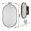 20X34 Inch Oval Recessed Medicine Cabinet, Metal Framed Bathroom Wall Cabinet With Mirror And Adjustable Shelves, Wall Mirror With Storage For Bathroom, Matte Black Matte Black 2 Adjustable Shelves Bathroom Wall Mounted Metal