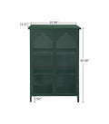 2 Doors Metal Storage Cabinet,Display Cabinet With Glass Doors,Metal Kitchen Sideboard Buffet Cabinet,Glass Storage Cabinet For Dining Room,Living Room,Bedroom Dark Green Modern Iron