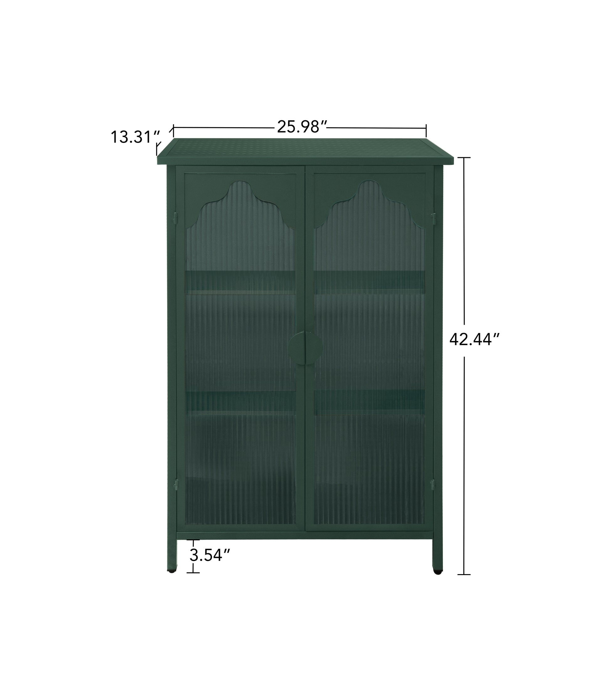 2 Doors Metal Storage Cabinet,Display Cabinet With Glass Doors,Metal Kitchen Sideboard Buffet Cabinet,Glass Storage Cabinet For Dining Room,Living Room,Bedroom Dark Green Modern Iron