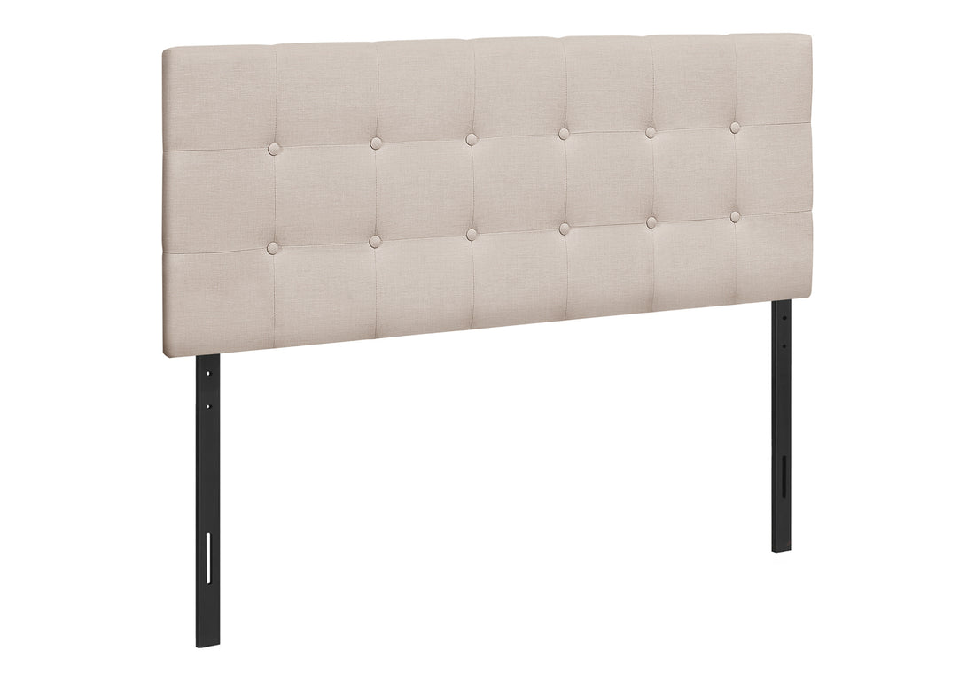 Bed, Headboard Only, Full Size, Bedroom, Upholstered, Beige Linen Look, Transitional Beige Foam Solid Wood Mdf