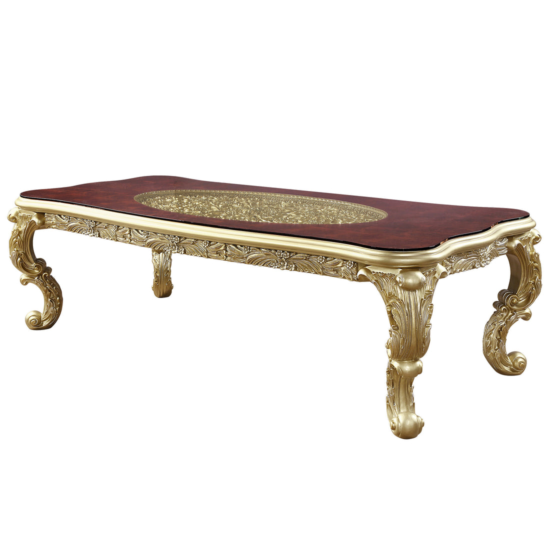 Cabriole Dining Table Gold Finish Dn01482 Gold Mdf