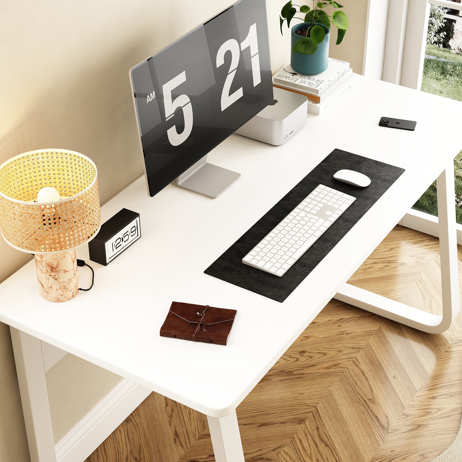 L47.2Inch Computer Desk Table Simple Gaming Table Chair Home Desk Student Writing Desk Bedroom Desk Workbench Desk White Metal