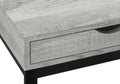 Accent Table, C Shaped, End, Side, Snack, Storage Drawer, Living Room, Bedroom, Grey Laminate, Black Metal, Contemporary, Modern Grey Particle Board