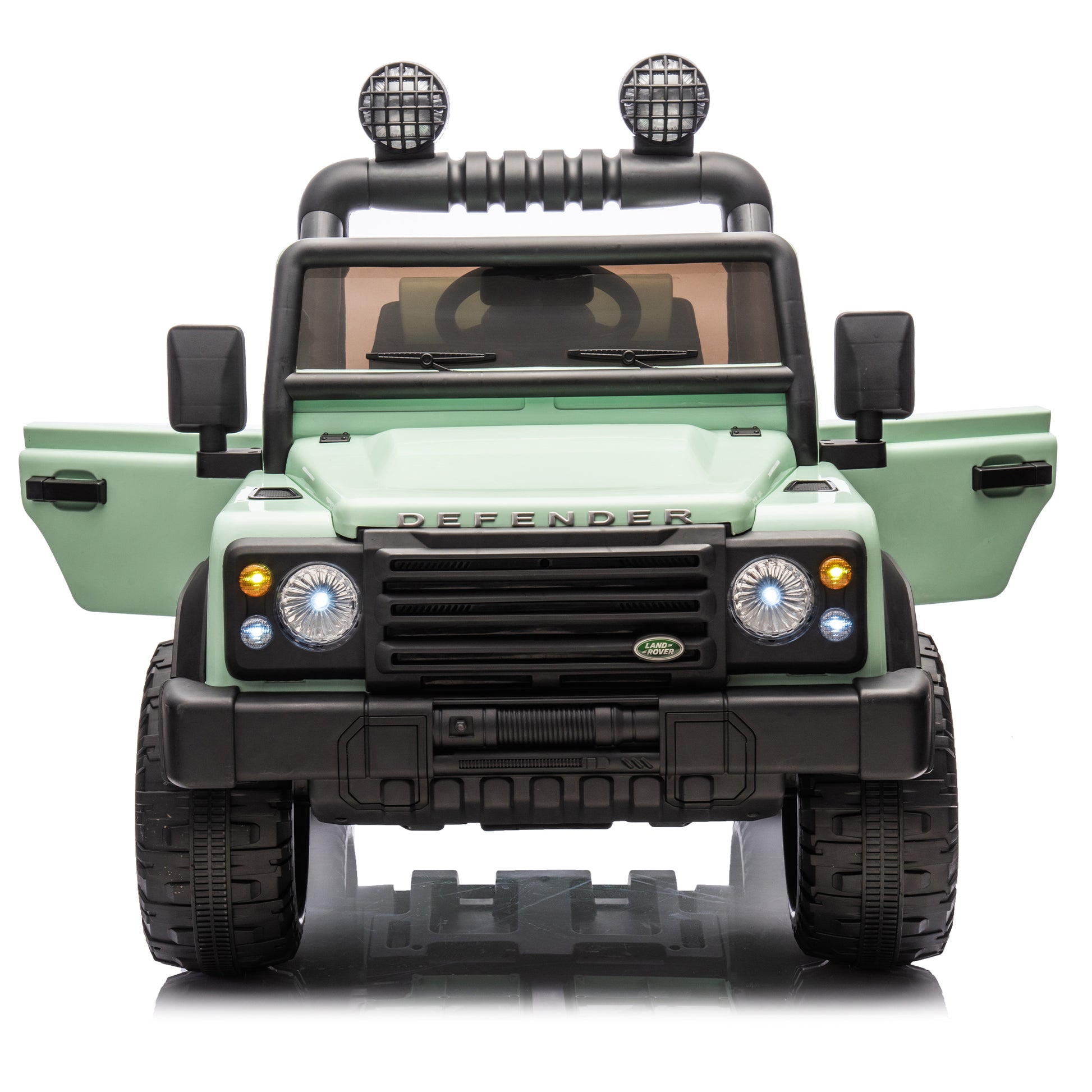 Licensed Land Rover Defender Volta 5008 24V Kids Ride On Car W Parents Control,2Wd,Four Wheel Suspension,Bluetooth,Mp3,Music,Adjustable Volume,Power Display,Led Lights,Speeds 1.86 3.11Mph For Kids 3 7 Green Polypropylene