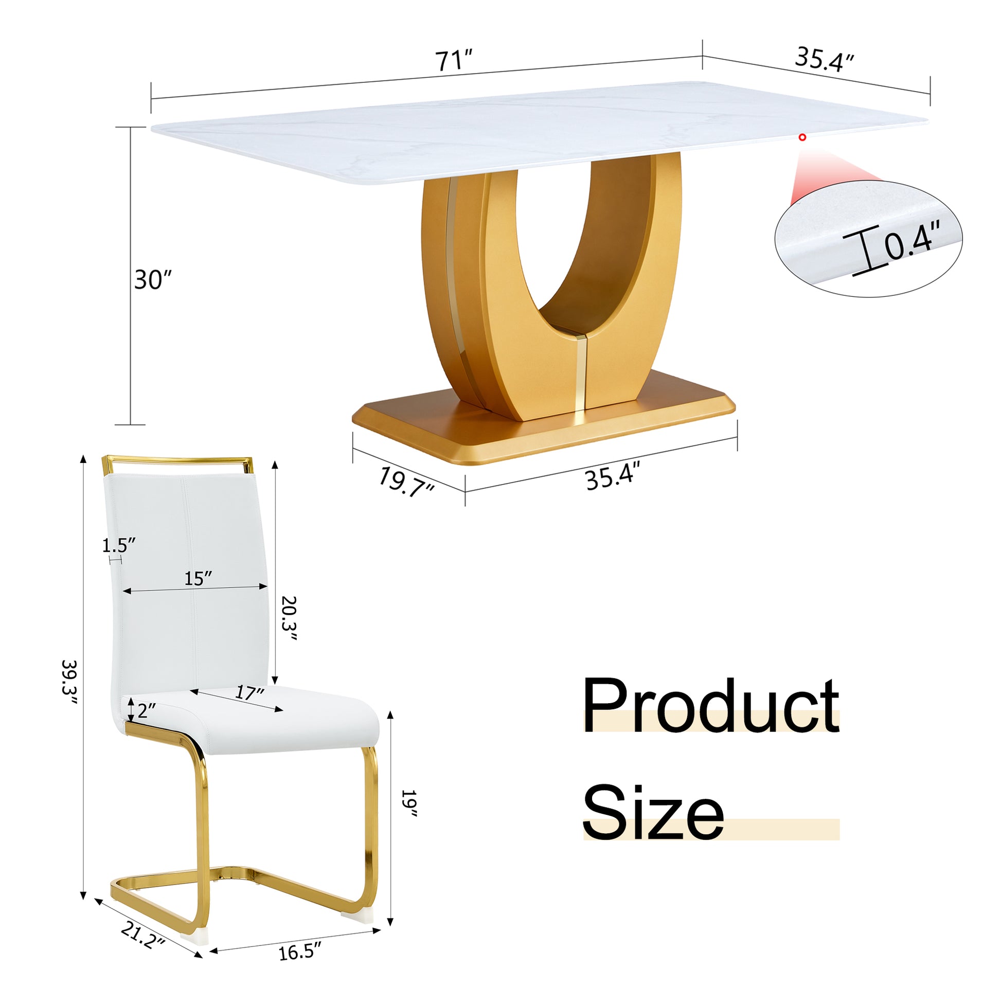 Table And Chair Set, Modern Minimalism And Luxurious White Rectangular Pattern Dining Table. Soft And Comfortable Dining Chairs For Dining Rooms, Living Rooms, Terraces And Kitchens. White Seats 6 Mdf Glass