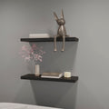 Iva Floating Shelf In Melamine X2, Black Black Horizontal Primary Living Space Contemporary,Minimalist,Modern Wall Mounted Particle Board Melamine