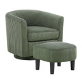 Swivel Accent Chair 360 Comfy Recliner Corduroy Arm Chair Single Sofa With Ottoman For Living Room Bedroom Green Fabric