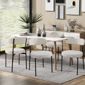 Boucle Upholstered Dining Chairs With Curved Backrest & Metal Legs Set Of 4, Beige Metal Beige Black Dining Room Foam Classic,Modern Set Of 4 Or More Fabric Metal