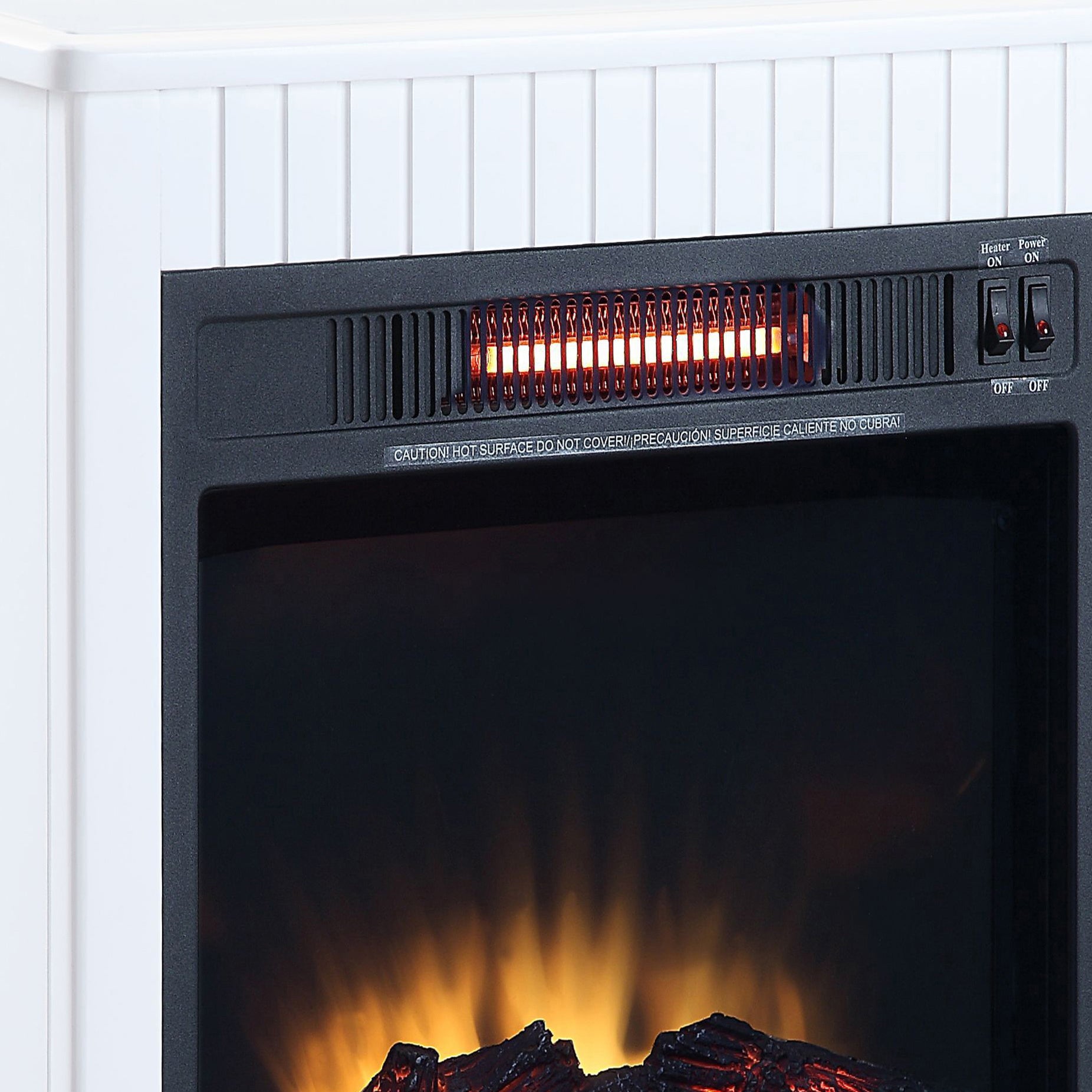 White Fireplace With 1 Drawer Electric White Primary Living Space Poplar Wood