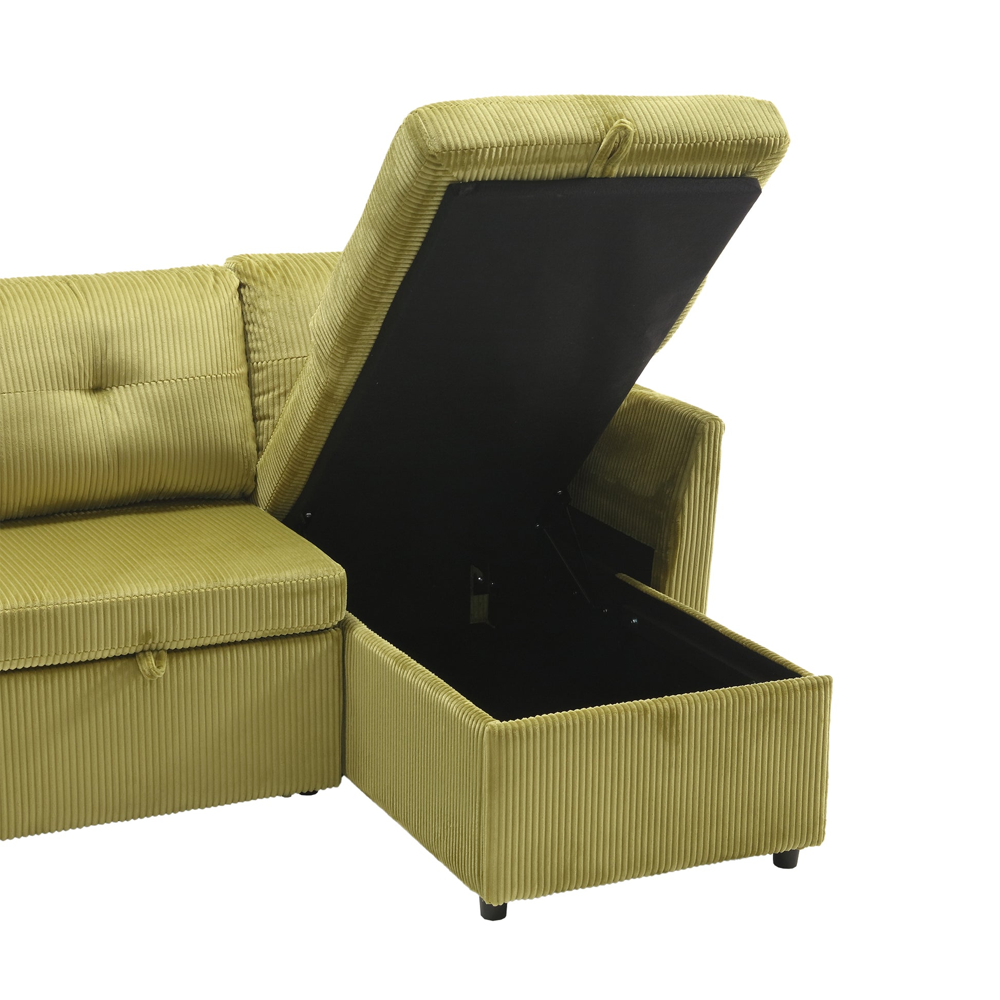 United We Win Furniture, Modular L Shaped Sofa, Modular Long Sofa With Reversible Chaise Lounge, Sofa Bed, Sleeper Sofa, Modular Sofa Combination With Storage Seats. Olive Velvet 3 Seat