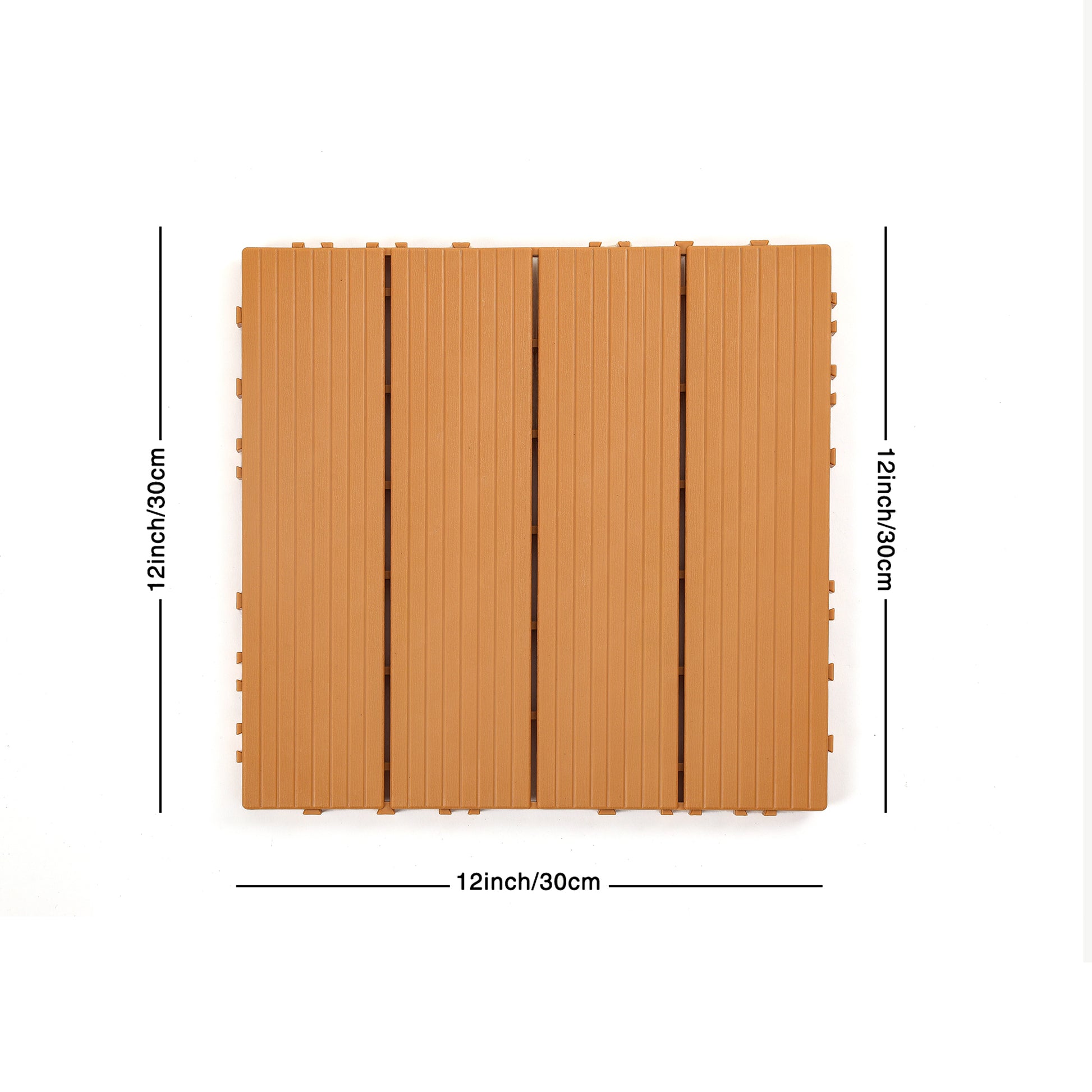 Plastic Interlocking Deck Tiles, 44 Pack Terrace Deck Tiles, 12 "X12" Square Waterproof Outdoor All Weather Use, Pool Balcony Backyard Terrace Deck Tiles, Original Wood Color Burly Wood Polypropylene