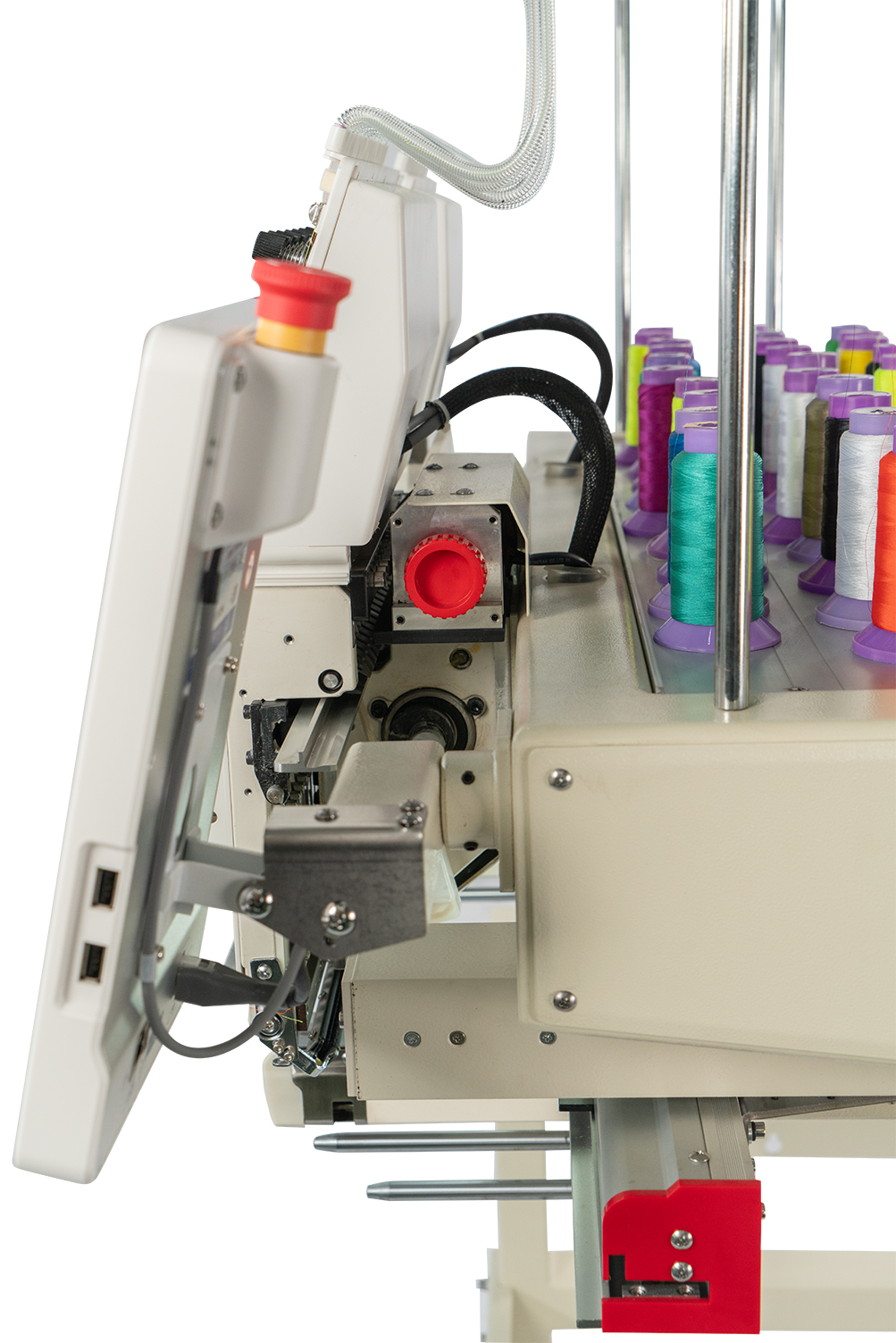 Double Head Computerized Commercial Embroidery Machine, 15 Needles 17.7X15.7 Inches Embroidery Area, Industrial Embroidery Machine For Hat For Cap Hat Graphic Embroidery White Green Metal