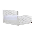 Marcella Upholstered Shelter Headboard Bed Set, King, Bright White Polyester Box Spring Required King White Wood Foam Polyester Polyester