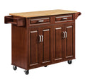 Mobile Kitchen Island Cart With 2 Drawers Brown Particle Board