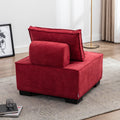 Coolmore Modern Upholstered Chair Leisure Sofa Lazy Sofa Plastic Legs And Pillow Removable Armless Accent Chair For Living Room,Bedroom,Office Rose Red Linen Rose Red Foam Linen