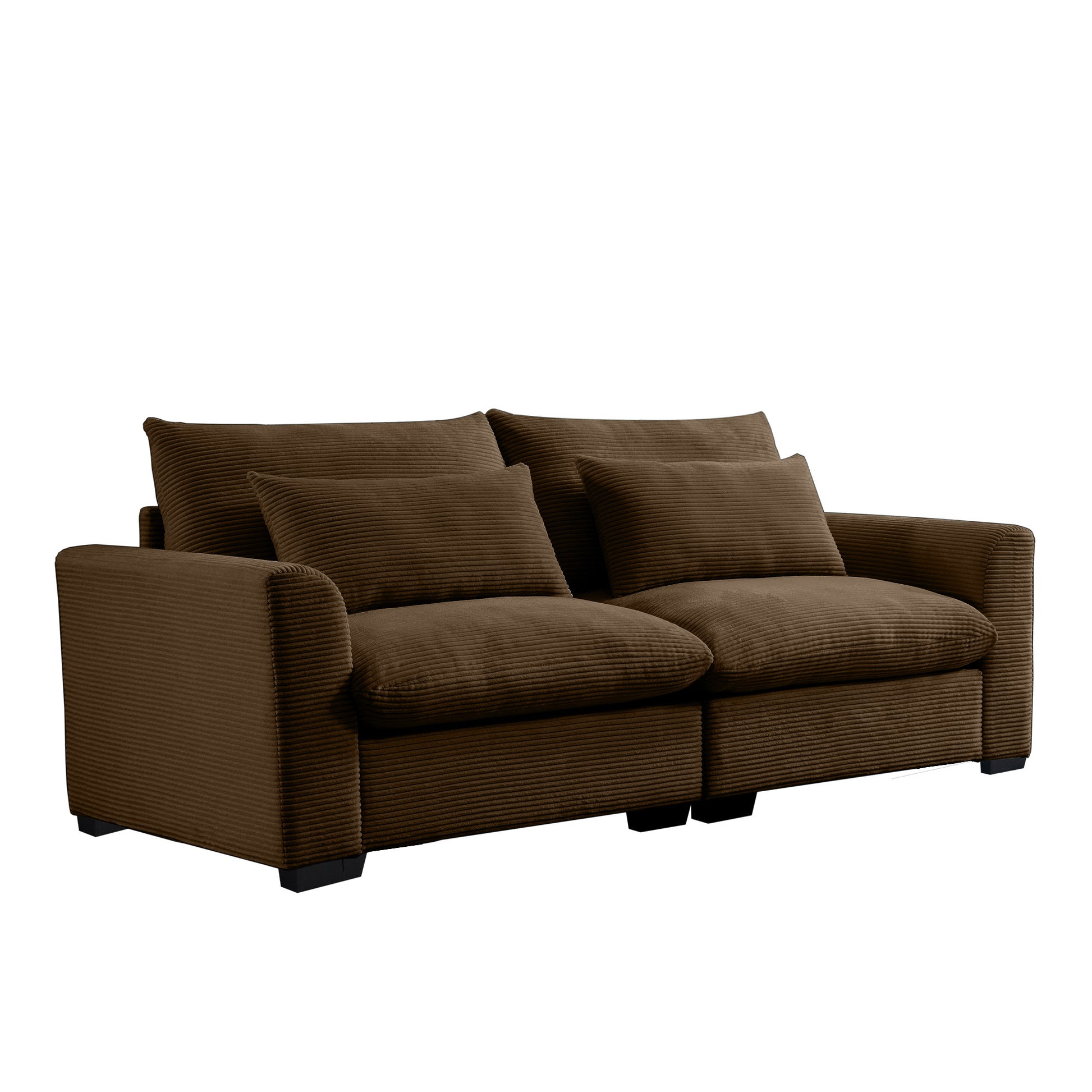 Modern Sofa 2 Seater Corduroy Fabric Sofa With Armrests For Apartment Living Room, Brown Brown Corduroy 2 Seat
