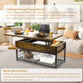Lift Top Coffee Table With Storage Shelves And