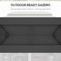Outsunny 10' X 13' Patio Gazebo, Outdoor Gazebo Canopy Shelter With Netting, Vented Roof, Steel Frame For Garden, Lawn, Backyard, And Deck, Dark Gray Gray Steel