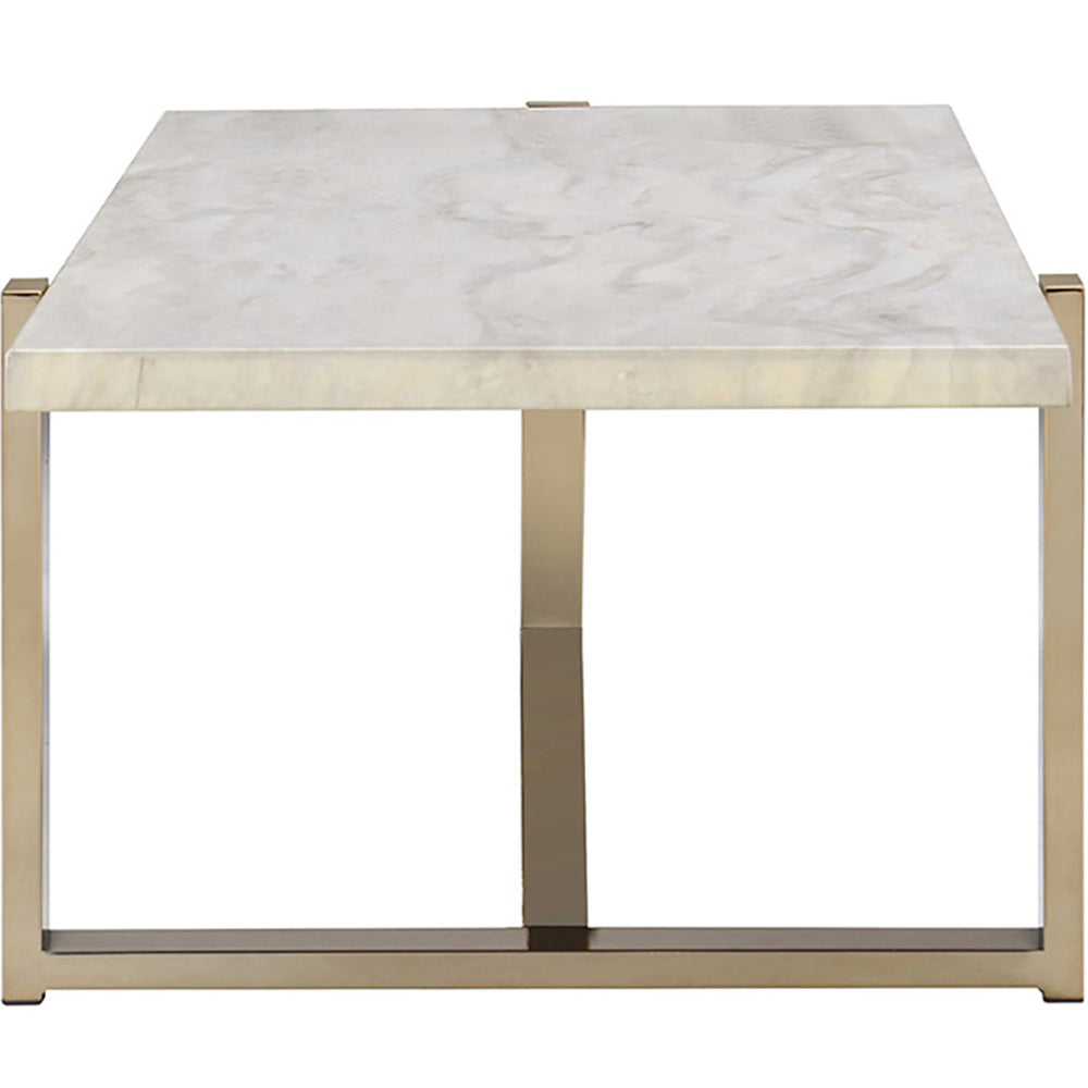 White And Champagne Coffee Table White Gold Marble Metal