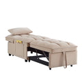 4 In1 Multi Function Single Sofa Bed With Storage Pockets,Tufted Single Pull Out Sofa Bed With Adjustable Backrest And Pillows ,Convertible Chaise Lounge,Taupe Taupe Velvet Metal Primary Living Space American Design Armless Foam Velvet 1 Seat
